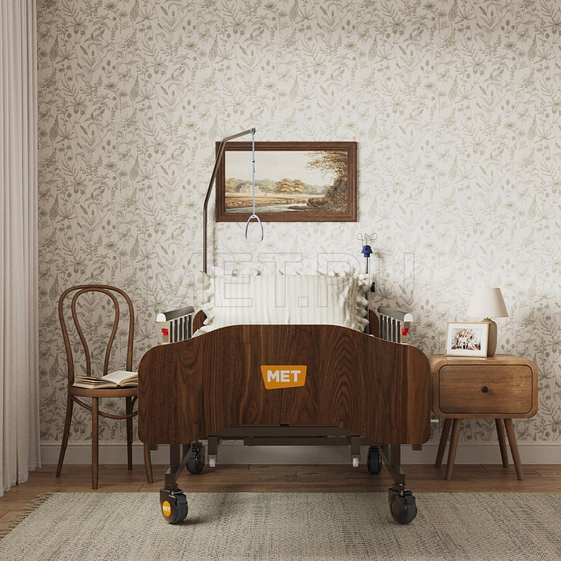 МЕТ REMEKS Медицинская кровать для ухода за лежачими больными с  переворотом, туалетом и матрасом от производителя